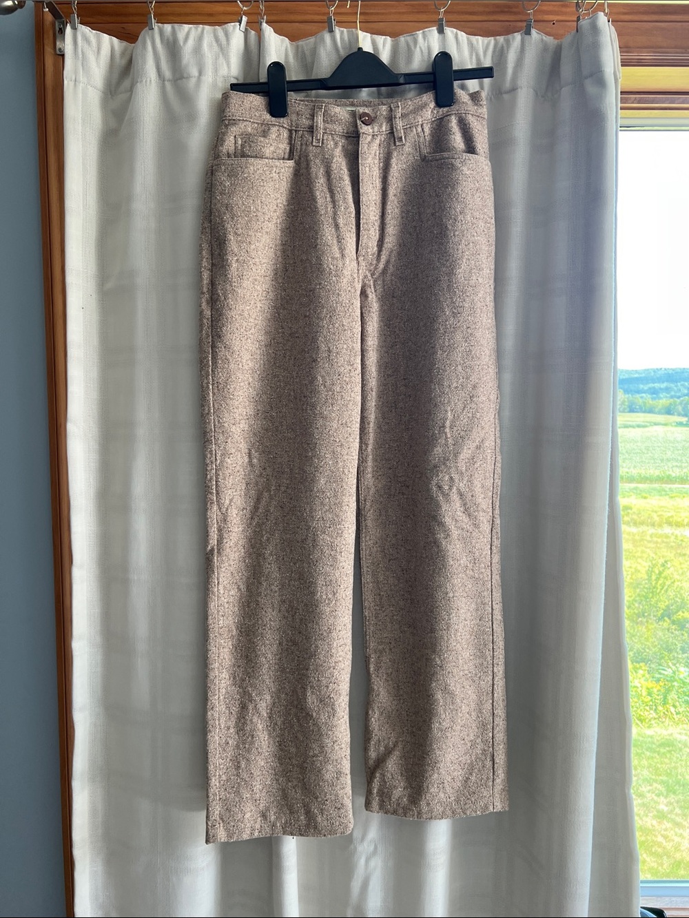 L.L. Bean Beige Wide-Leg Wool-Blend Trousers, vintage